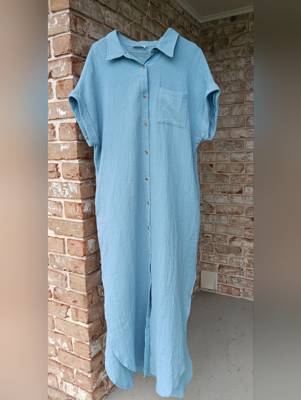 Cotton Muslin Blue Maxi Dress